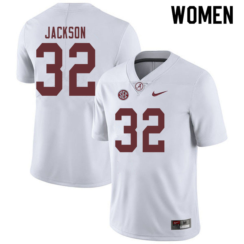 Women #32 Jalen Jackson Alabama Crimson Tide College Football Jerseys Sale-White